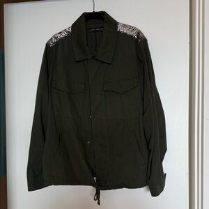 Zara Olive Green Utility Jacket with Silver Accents